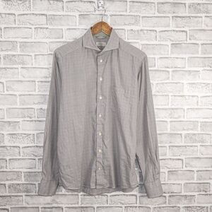 ETON $250 Slim Fit Button up Shirt Gray Houndstooth check Medium